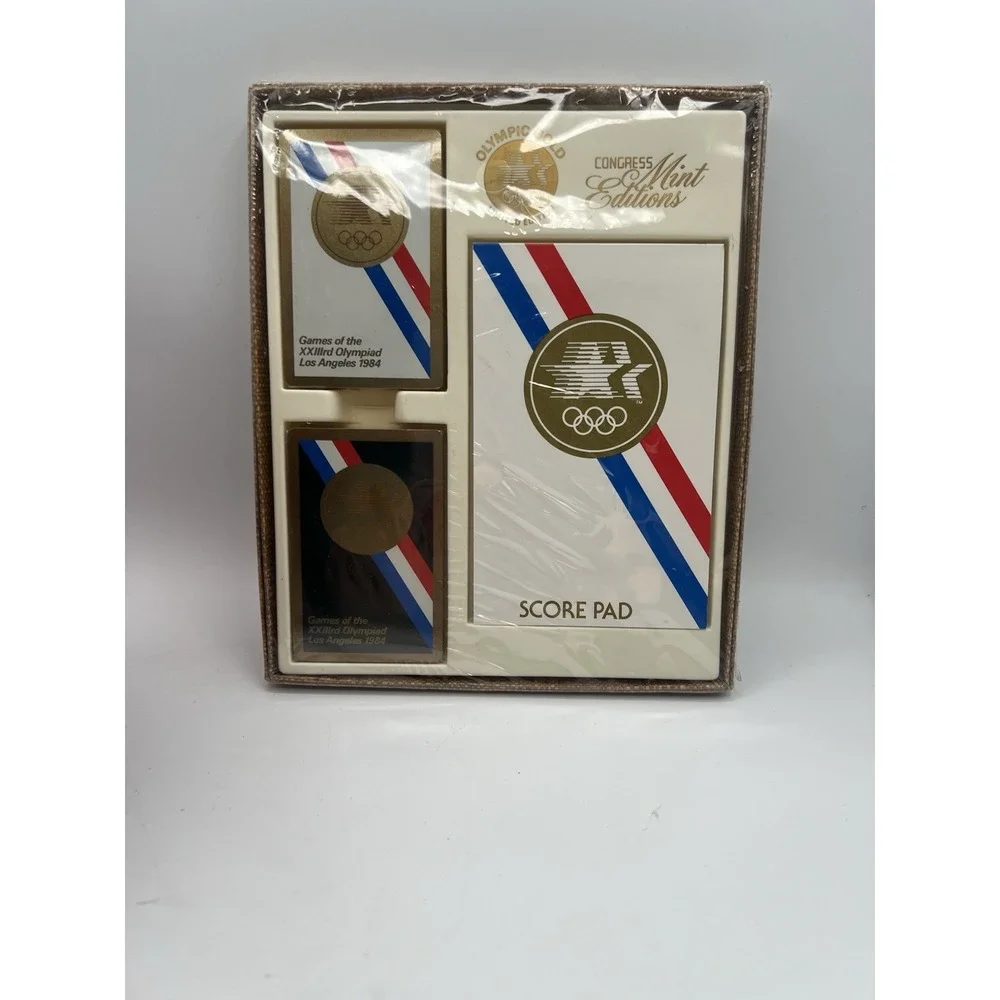 Vtg. 1984 Olympic Gold & Congress Mint Limited Edition Playing Card Set Pads AA